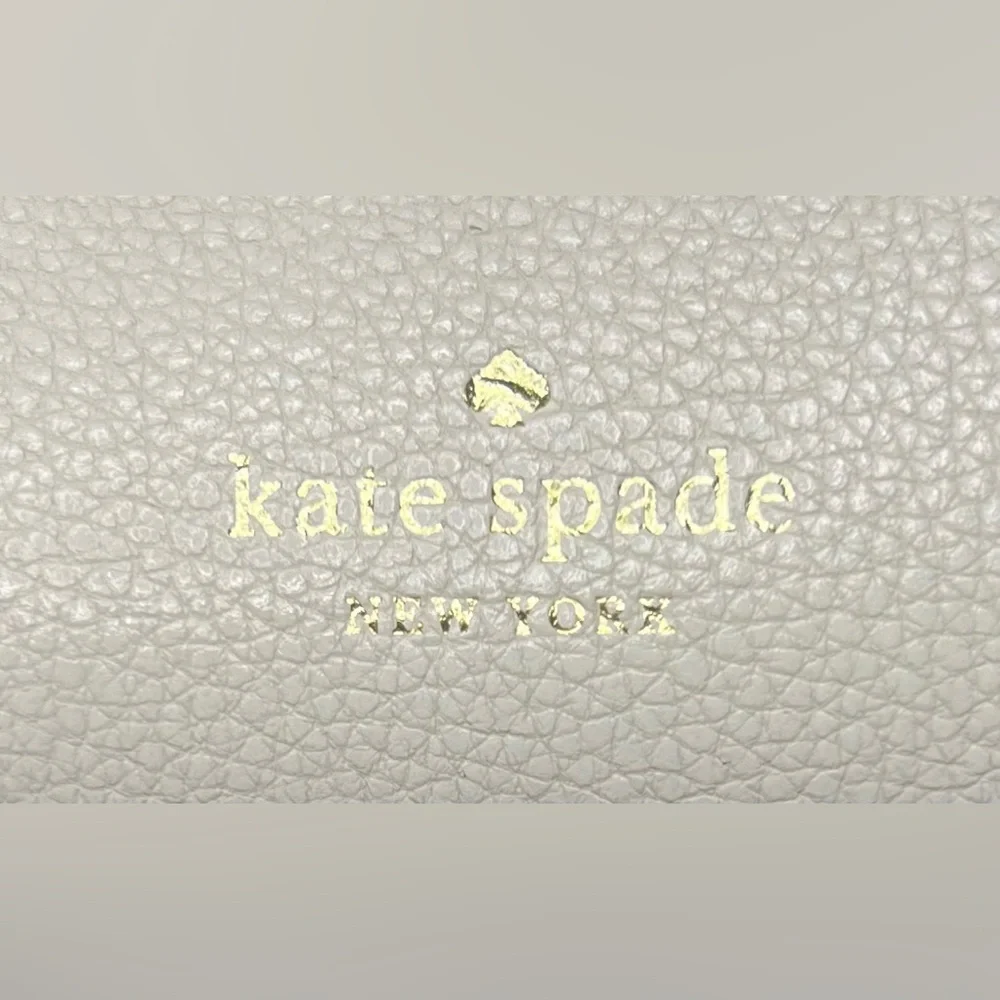 Kate Spade Marti Genuine Pebbled Leather Bucket Bag White Purse Silver Hardware